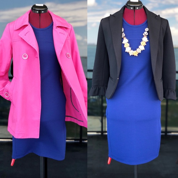 Reiss Rita Mesh Sleeves Bodycon Dress in Indigo - Picture 12 of 13